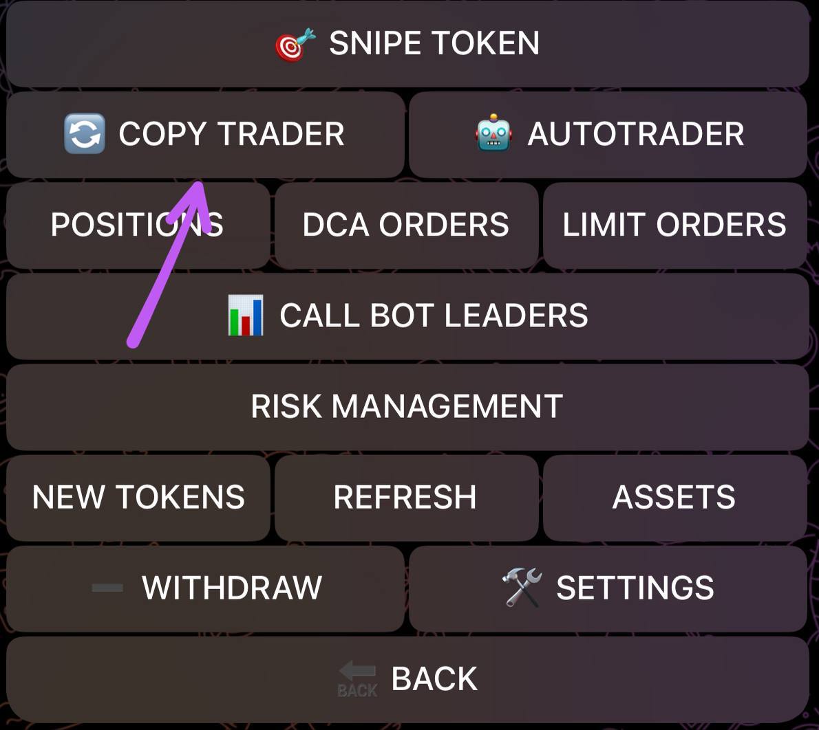 Copy Trader Menu